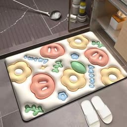 image-Bathroom Mat - Machine Washable Square Non-Slip Pad