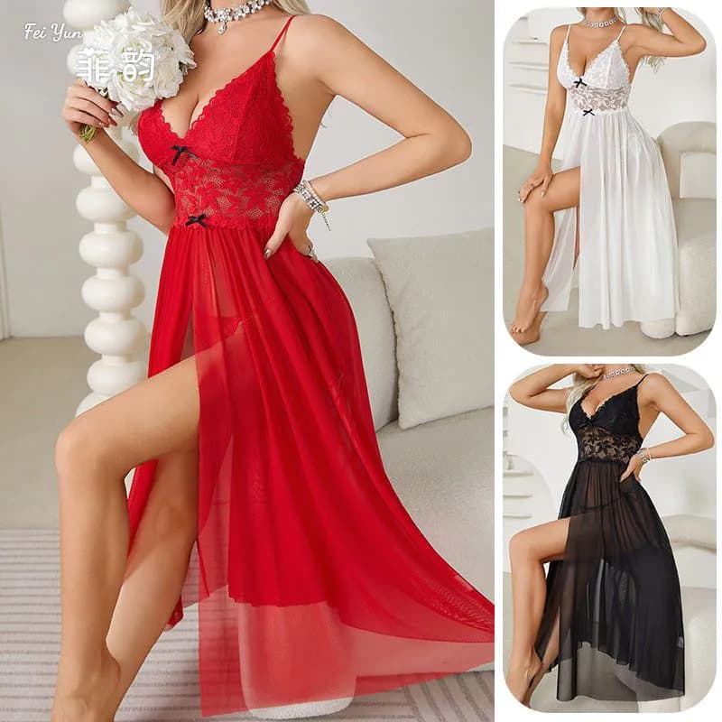 image-Secret Love Orange Mesh Nightdress - Red S