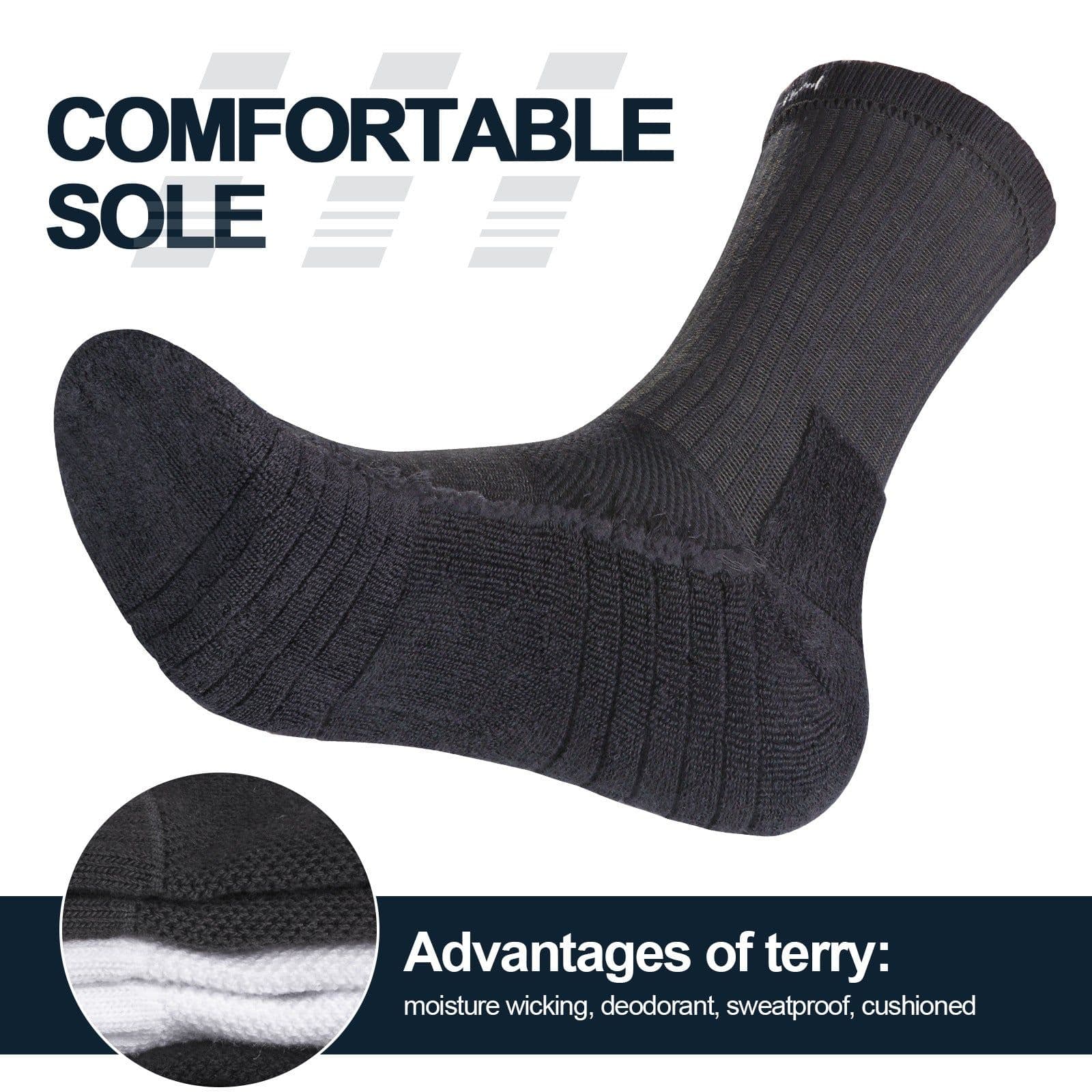 image-YUEDGE Combed Cotton Mid-Calf Sports Socks - Grey XXL