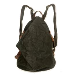 image-Waterproof Retro Backpack Tooling Retro Oil Wax Canvas Bag Ami Khaki Men's Leather Outdoor Travel Backpack