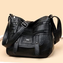 image-Purple PU Leather Shoulder Bag - Medium Square