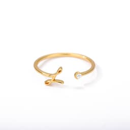 image-Cross-border simple letter ring English letter ring women's opening adjustable ring name ring spot