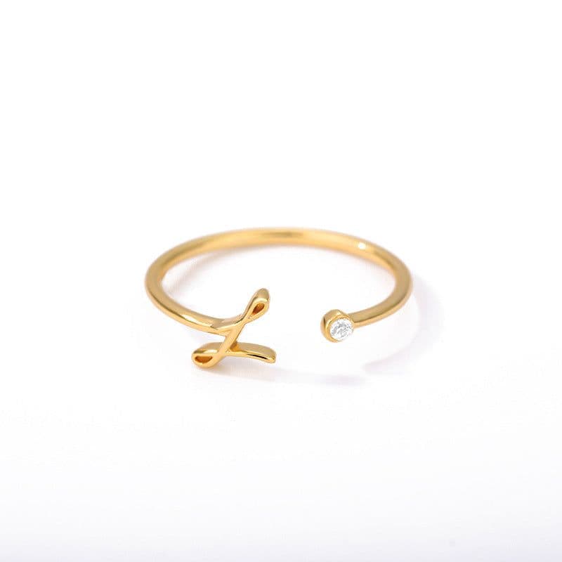 image-Cross-border simple letter ring English letter ring women's opening adjustable ring name ring spot