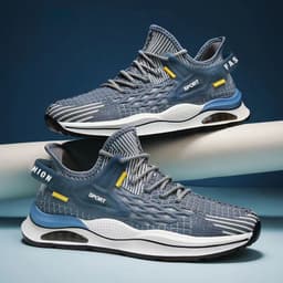 image-Jingyi Yuge Men's Shoes Flying Weave Blue White Size 44