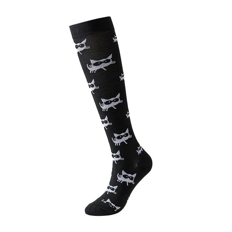 image-Cross-border Nurse Leggings Cute Long Tube Women's Socks Sports Cartoon Plaid Leopard Print Sports Pressure Socks Spot Wholesale
