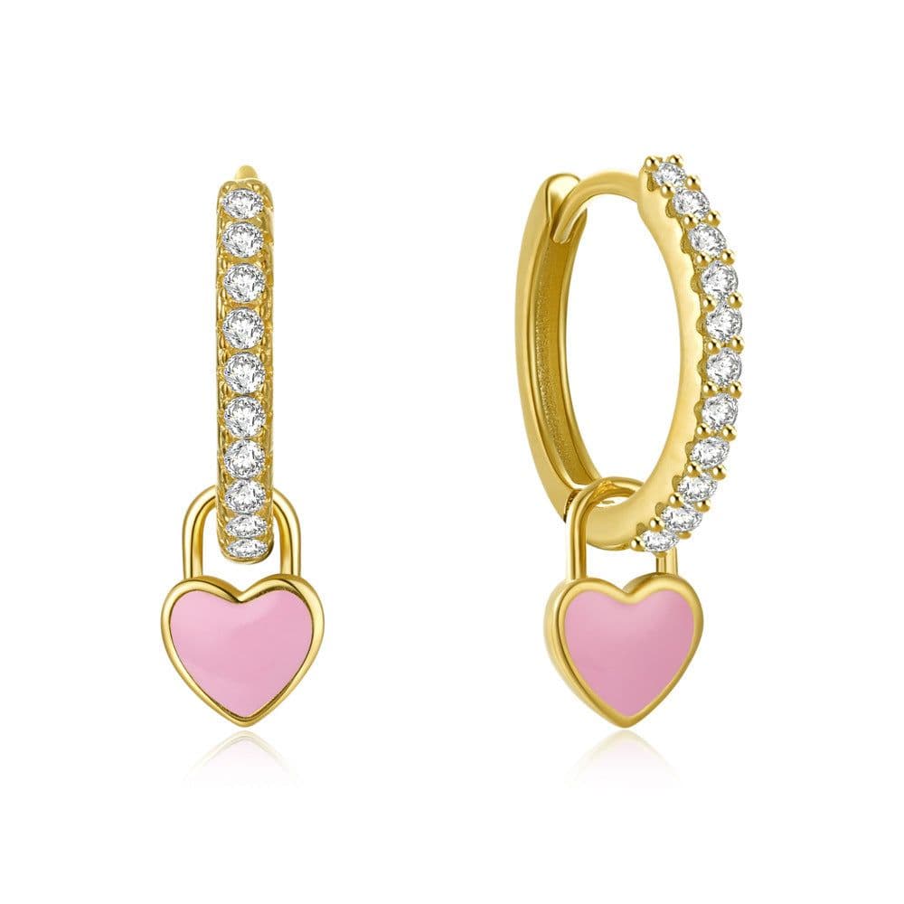 image-S925 Heart-Shaped Earrings - Platinum-White Oil Drop