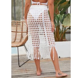 image-Tidal Beach Skirt - Khaki XS Hollow Knit