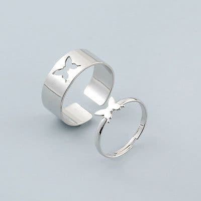 image-European Retro Couple Airplane Love Ring - Simple Hollow Design, Adjustable, Alloy Jewelry for Women