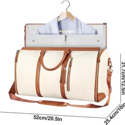 image-Large PU Leather Duffel Bag 36-55L Travel Carry-on Garment Bag