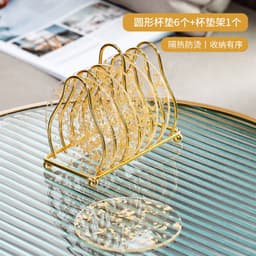 image-Luxury Gold Foil Acrylic Coaster Set - Heat Resistant Nordic Pad