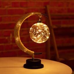 image-LED moon modeling lamp battery box hemp rope wrought iron takraw ball lamp romantic holiday decoration night light wholesale