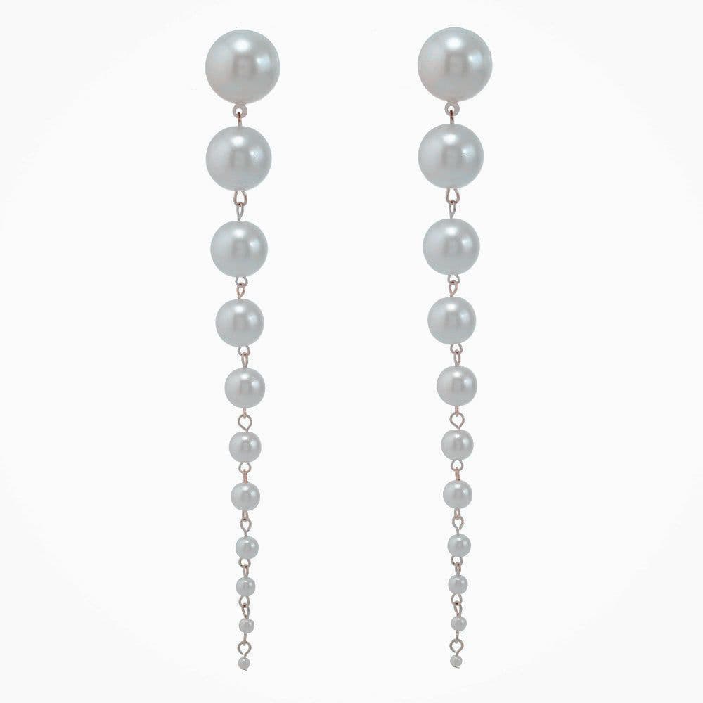 image-Cross-border hot-selling earrings European and American fashion all-match temperament gradient handmade pearl tassel long earrings for women