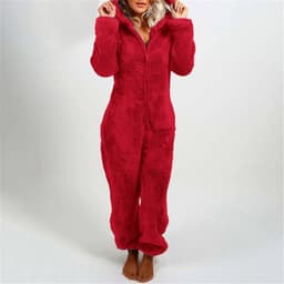 image-Women's Hooded Jumpsuit Fleece - Light Purple 5XL