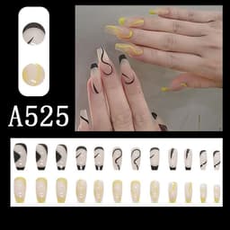 image-Summer fresh, sweet and cool style manicure, wearable nail pieces, French line blending, removable fake nail pieces, finished products wholesale