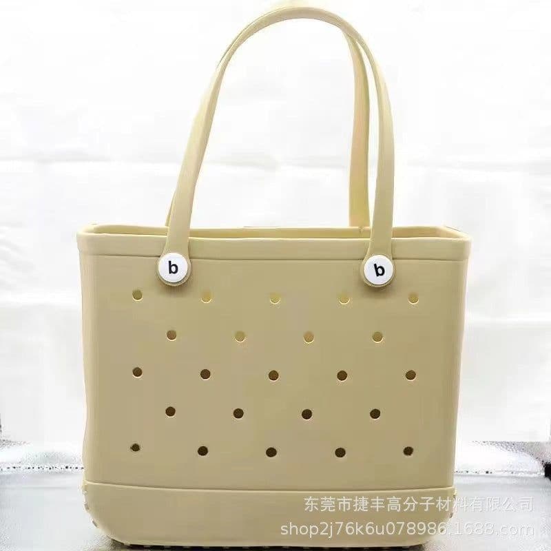image-Jiefeng EVA Beach Bag - Brown Portable Women's Storage Handbag