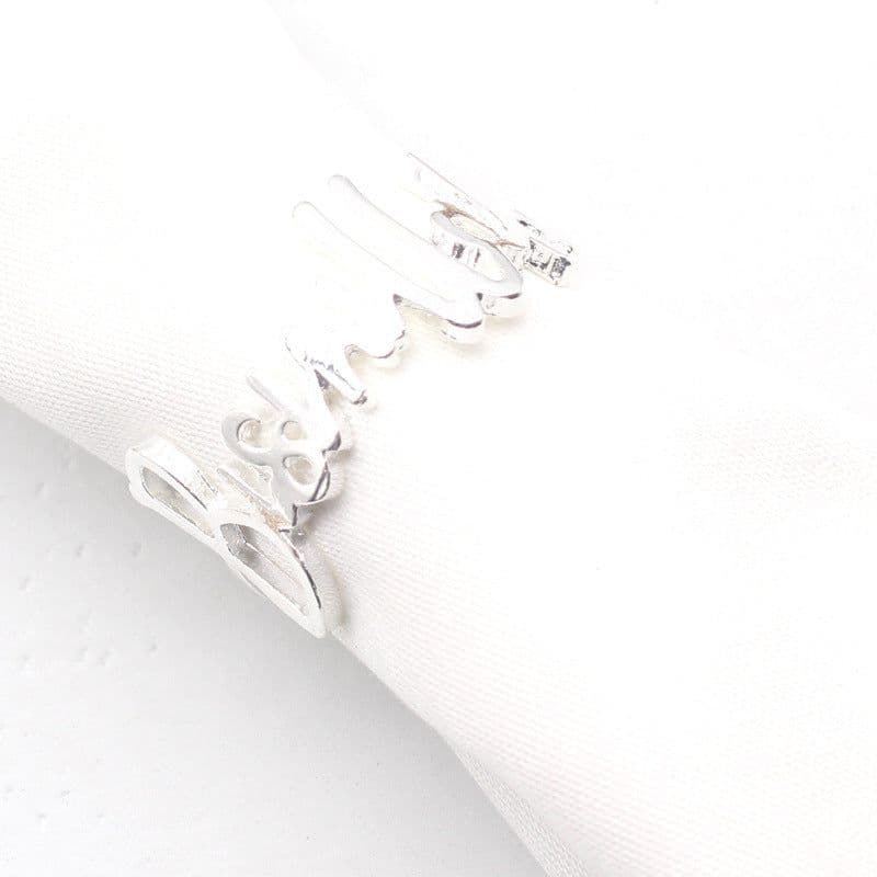 image-Decorative Alloy Alphabet Napkin Ring - Silver, Pack of 6