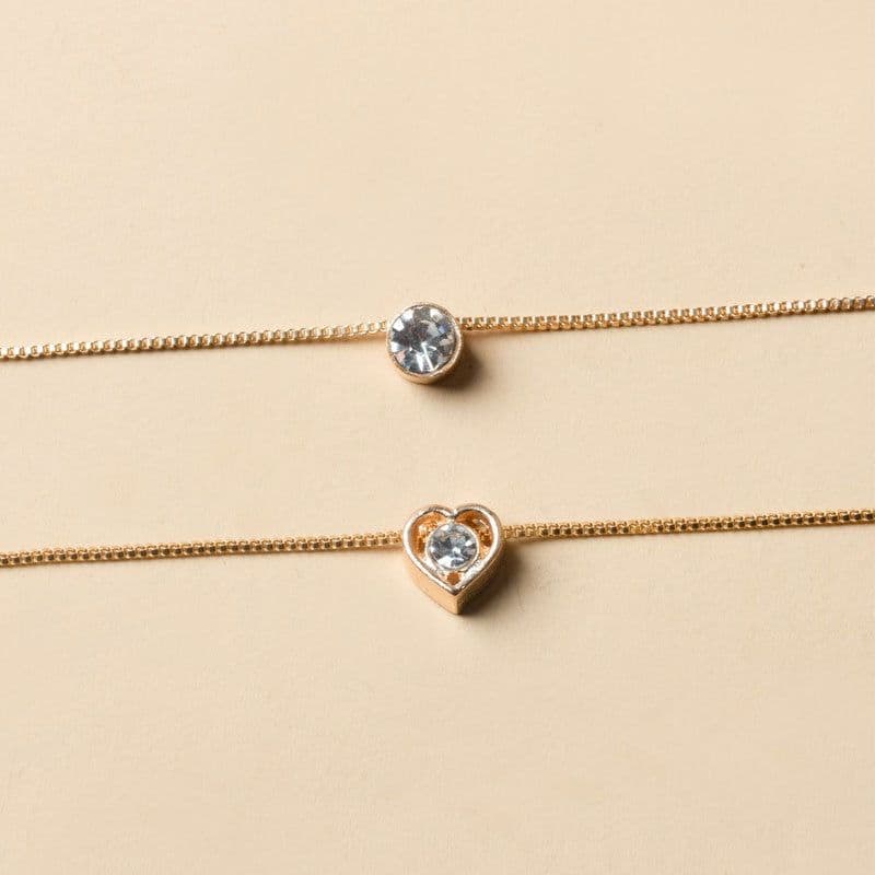 image-Cross-border hot-selling double-layer diamond-encrusted love drop pendant necklace women's multi-layer collarbone chain necklace jewelry wholesale