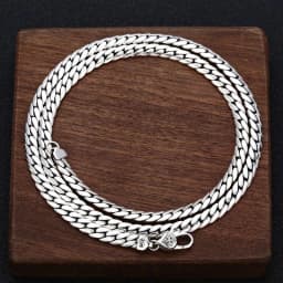 image-Factory wholesale S925 sterling silver fashion Thai silver retro personality flat necklace 5mm vajra buckle snake bone chain men