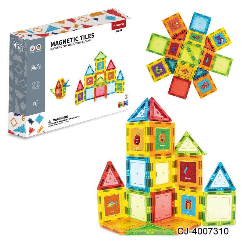 image-46pcs medium-sized color window magnetic sheet educational children's toys parent-child interaction parts changeable magnet assembly building blocks