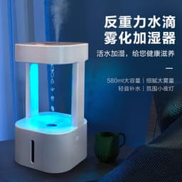 image-Foreign trade anti-gravity drip humidifier anti-gravity water drop backflow atomizer LED colorful night light APP remote control