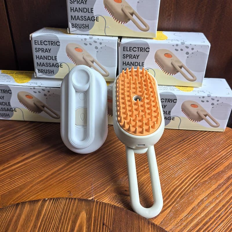 image-Pet Spray Brush - Cat Dog Massage Comb White