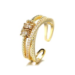 image-Zircon Ring - White Gold Adjustable Geometric Open