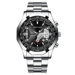 image-Men's Watch - Large Dial Steel Band Calendar