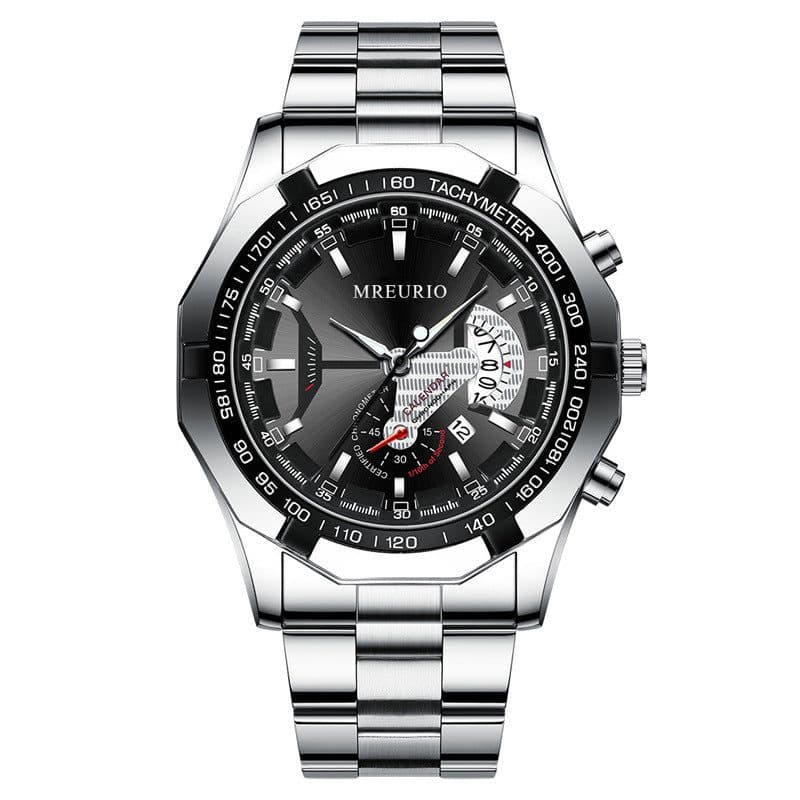 image-Men's Watch - Large Dial Steel Band Calendar
