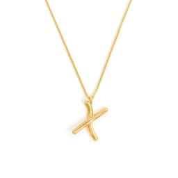 image-Brass Alphabet Necklace Unisex Initial Pendant Gold Plating