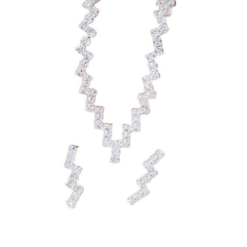 image-Crystal Zircon Bride Wedding Jewelry Set Necklace