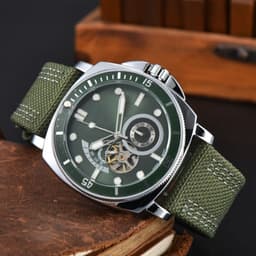 image-Men’s Mechanical Watch 43mm Round Waterproof Stainless Steel Buckle