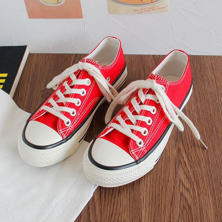 image-Triple vulcanization 1970s classic re-engraved low-cut color canvas shoes female students Korean version 2023 spring board shoes