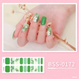 image-Cross-border 2023 European and American Gel Nail Sticker Waterproof 3D Bronzing Flower UV Phototherapy Semi-curing Nail Sticker Wholesale