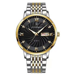 image-POEDAGAR Men's Watch 42mm Waterproof Stainless Steel