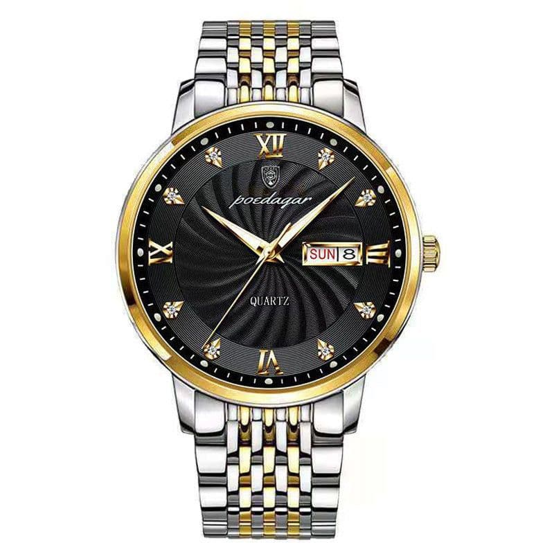 image-POEDAGAR Men's Watch 42mm Waterproof Stainless Steel