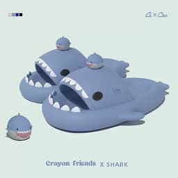 image-Late Brand Baby Shark Slippers - Non-Slip, 44-45 Size, Thick Sole