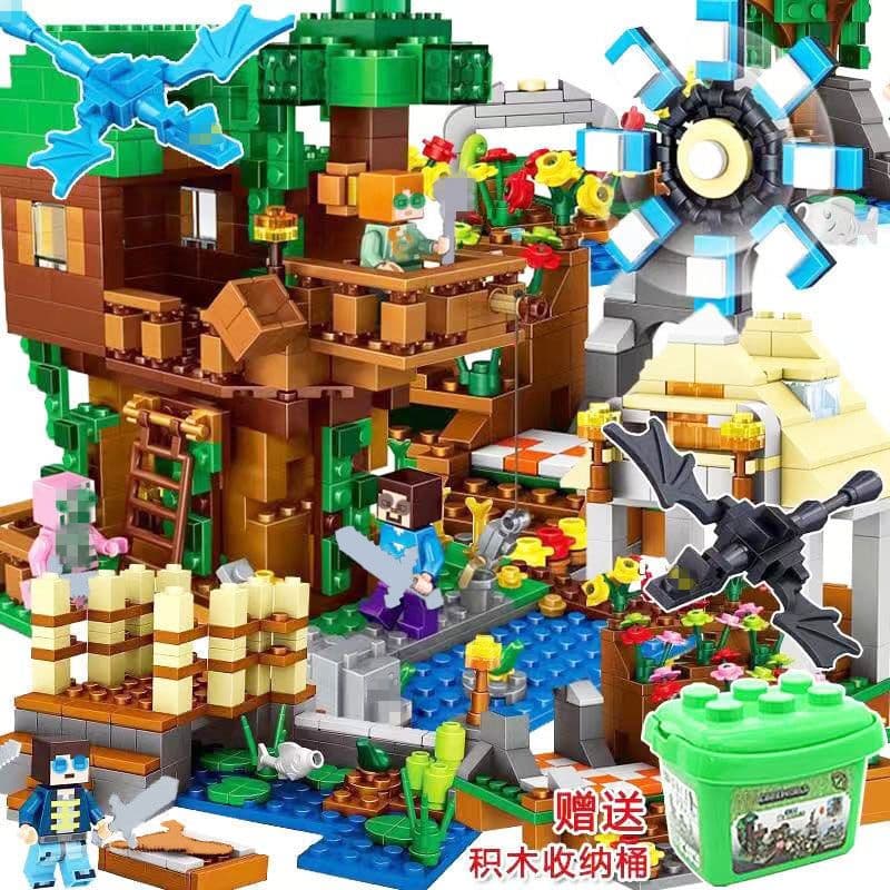 image-Lego-Compatible Minecraft Building Blocks Set - Cave & Tree House