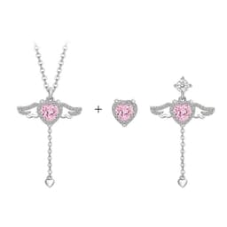 image-Cupid Heart Necklace - Angel Wings Tassel Chain