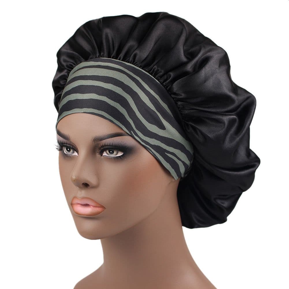 image-Amazon hot selling wide strip wide brim high elastic headband night cap ladies chemotherapy cap hair care cap