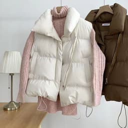 image-Cotton vest women's 2022 autumn and winter Korean version of the small fragrance stand-up collar new sleeveless cotton vest vest wearing vest jacket trendy