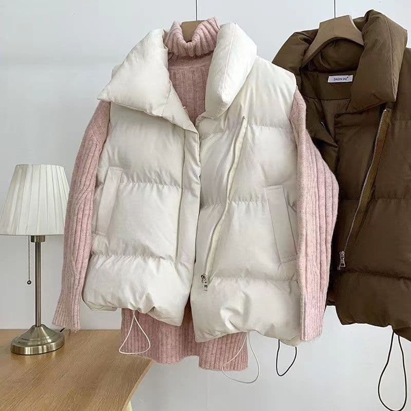 image-Cotton vest women's 2022 autumn and winter Korean version of the small fragrance stand-up collar new sleeveless cotton vest vest wearing vest jacket trendy