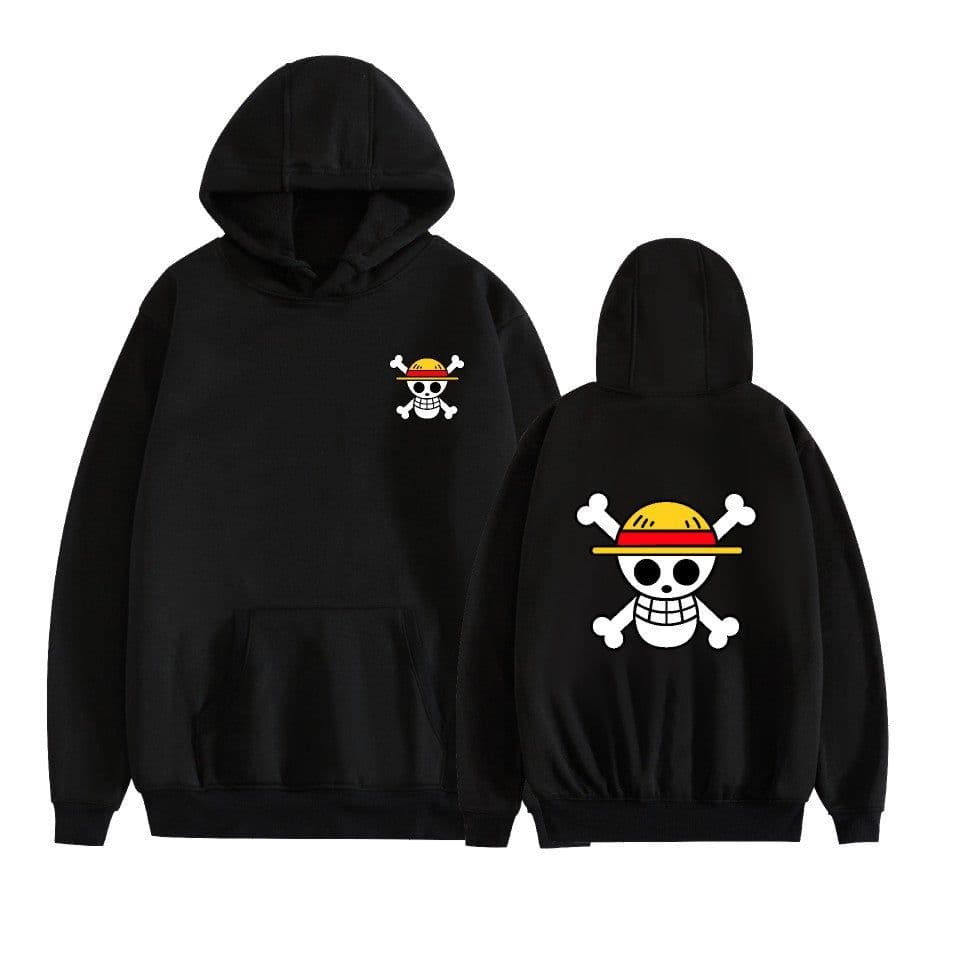 image-Yellow Hooded Sweatshirt - Anime Print Loose Fit