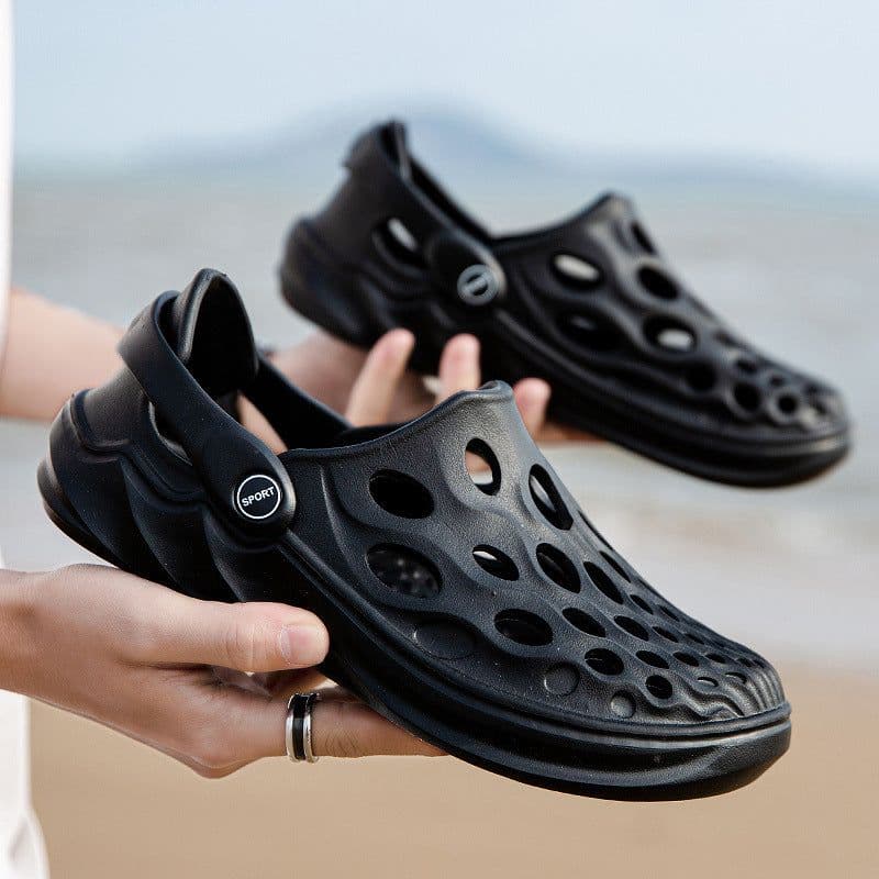 image-Croc Men's Summer Baotou Sandals - Beach Coconut Style - Flat Sole EVA