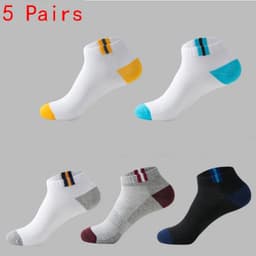 image-Men's Ankle Socks - Breathable Cotton Sports Socks