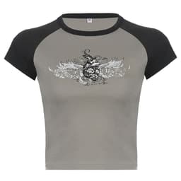 image-Trendy 2022 Retro Raglan Short-Sleeved T-Shirt - Contrasting Wings Print