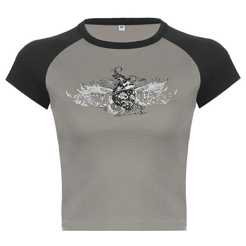 image-Trendy 2022 Retro Raglan Short-Sleeved T-Shirt - Contrasting Wings Print