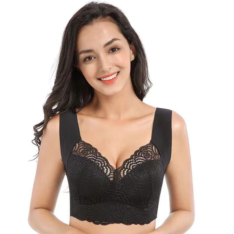 image-Women's Plus Size Wireless Lace Bralette - Full Cup