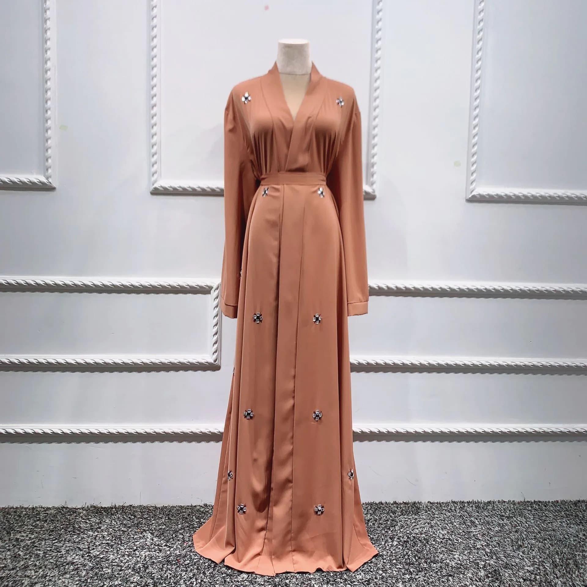 image-Loriya Khaki Cardigan Robe Dress XXL