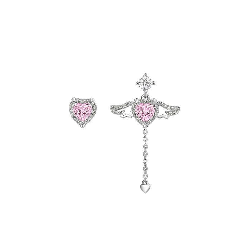 image-Cupid Heart Necklace - Angel Wings Tassel Chain