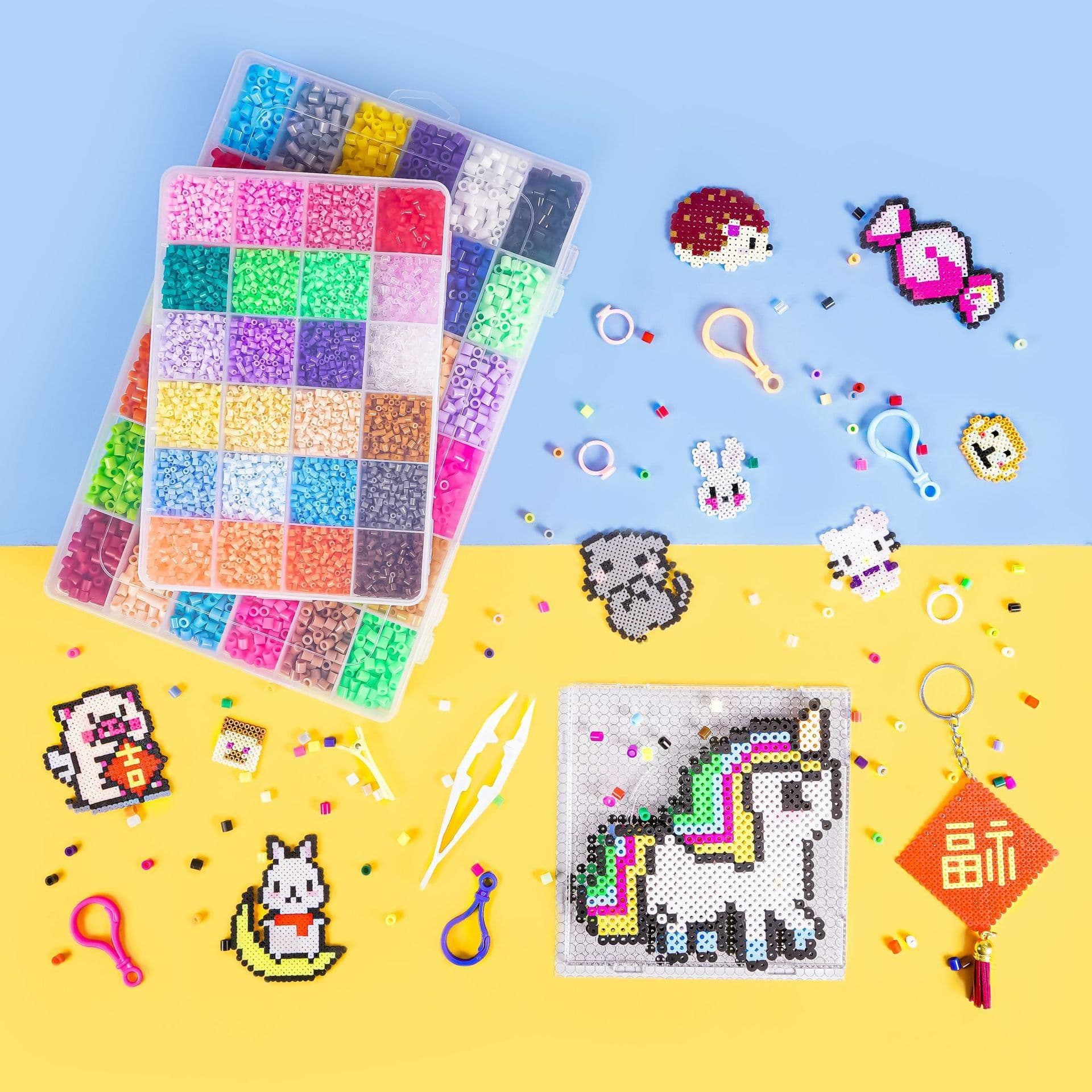 image-Educational toy fusion bean set 5mm children diy jigsaw puzzle puzzle bean 2.6mm parent-child handmade toy magic bean